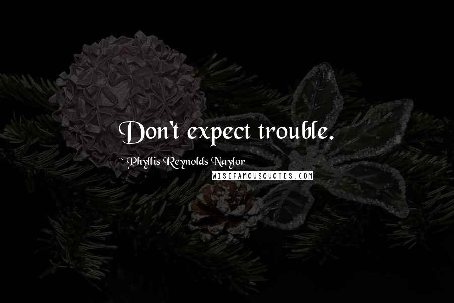 Phyllis Reynolds Naylor Quotes: Don't expect trouble.