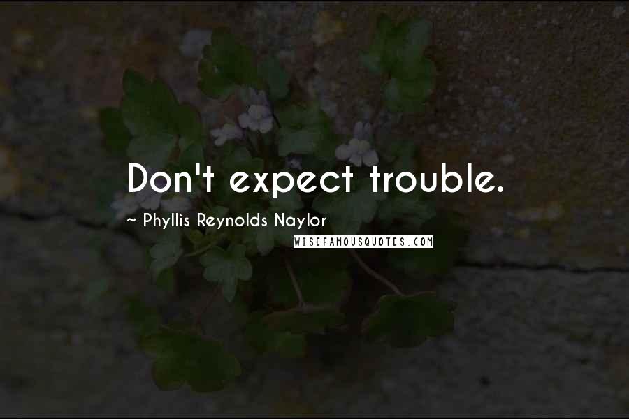 Phyllis Reynolds Naylor Quotes: Don't expect trouble.