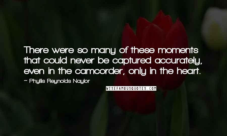 Phyllis Reynolds Naylor Quotes: There were so many of these moments that could never be captured accurately, even in the camcorder, only in the heart.
