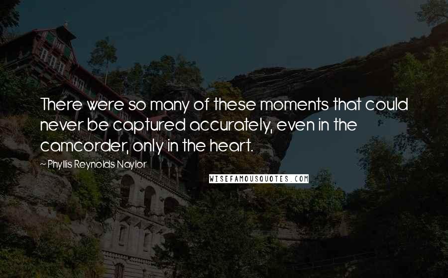 Phyllis Reynolds Naylor Quotes: There were so many of these moments that could never be captured accurately, even in the camcorder, only in the heart.