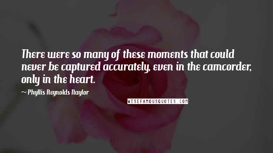 Phyllis Reynolds Naylor Quotes: There were so many of these moments that could never be captured accurately, even in the camcorder, only in the heart.