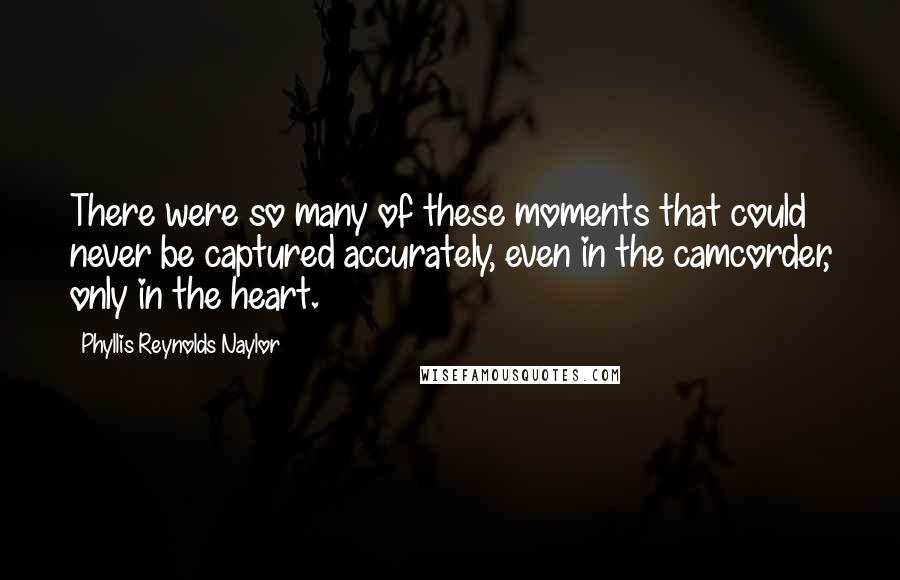 Phyllis Reynolds Naylor Quotes: There were so many of these moments that could never be captured accurately, even in the camcorder, only in the heart.