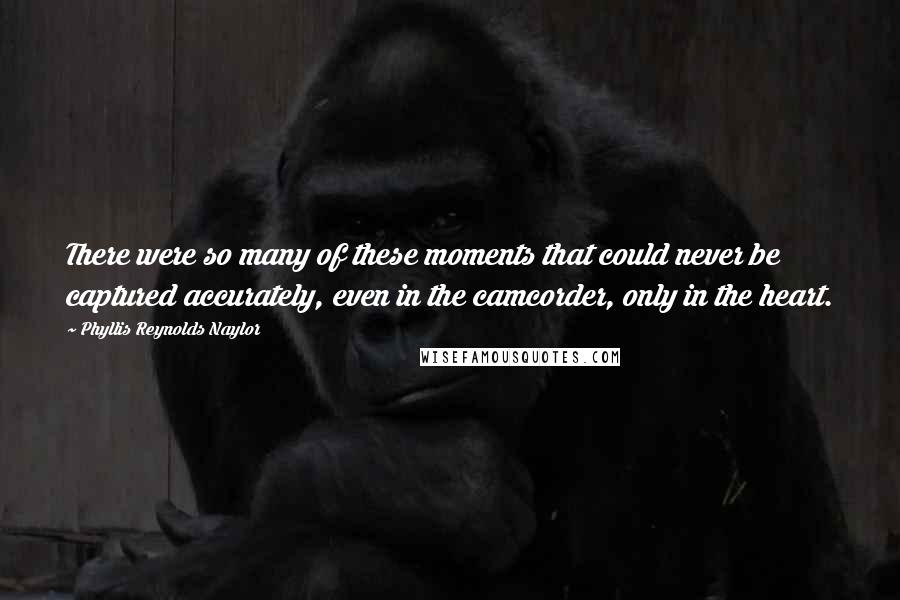 Phyllis Reynolds Naylor Quotes: There were so many of these moments that could never be captured accurately, even in the camcorder, only in the heart.