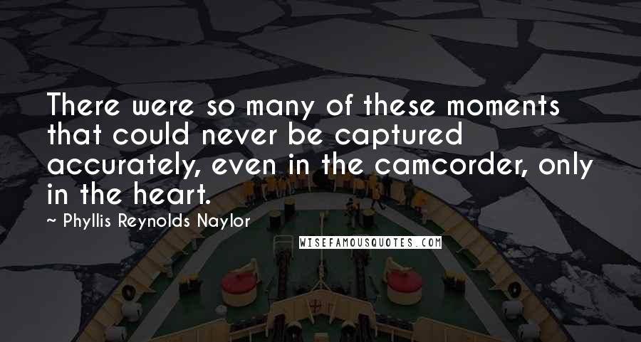 Phyllis Reynolds Naylor Quotes: There were so many of these moments that could never be captured accurately, even in the camcorder, only in the heart.