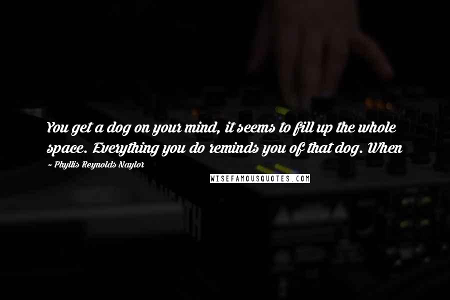 Phyllis Reynolds Naylor Quotes: You get a dog on your mind, it seems to fill up the whole space. Everything you do reminds you of that dog. When