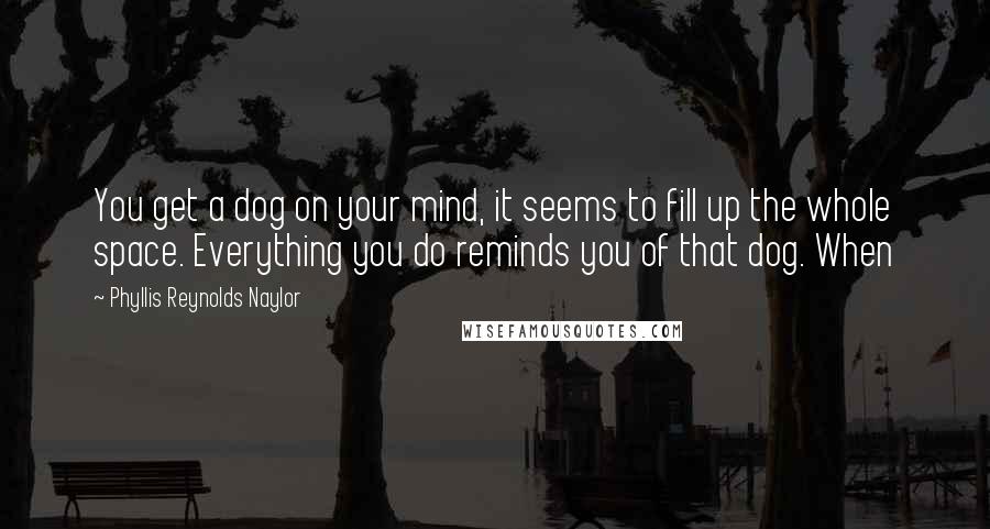 Phyllis Reynolds Naylor Quotes: You get a dog on your mind, it seems to fill up the whole space. Everything you do reminds you of that dog. When