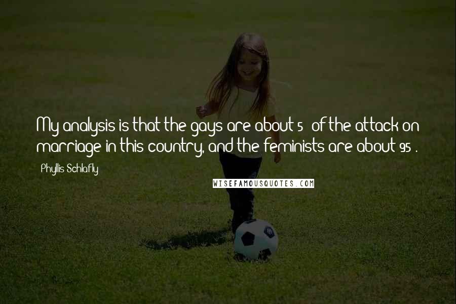 Phyllis Schlafly Quotes: My analysis is that the gays are about 5% of the attack on marriage in this country, and the feminists are about 95%.