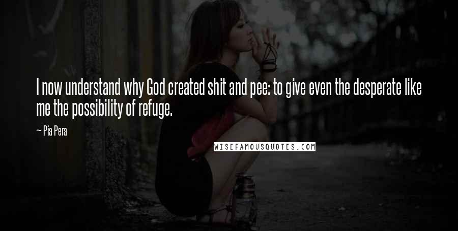 Pia Pera Quotes: I now understand why God created shit and pee: to give even the desperate like me the possibility of refuge.