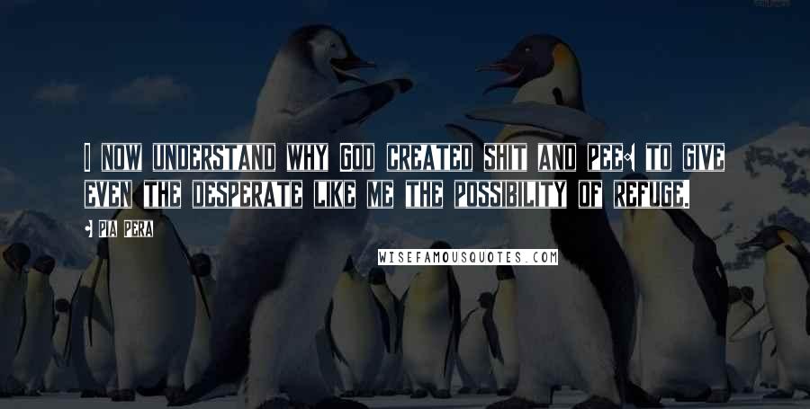 Pia Pera Quotes: I now understand why God created shit and pee: to give even the desperate like me the possibility of refuge.