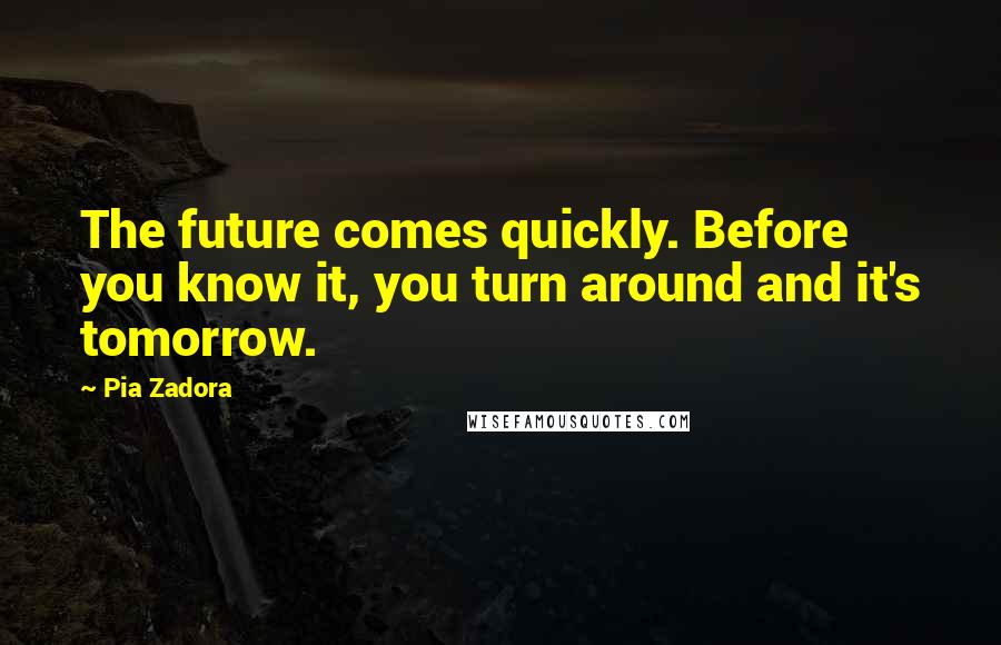 Pia Zadora Quotes: The future comes quickly. Before you know it, you turn around and it's tomorrow.