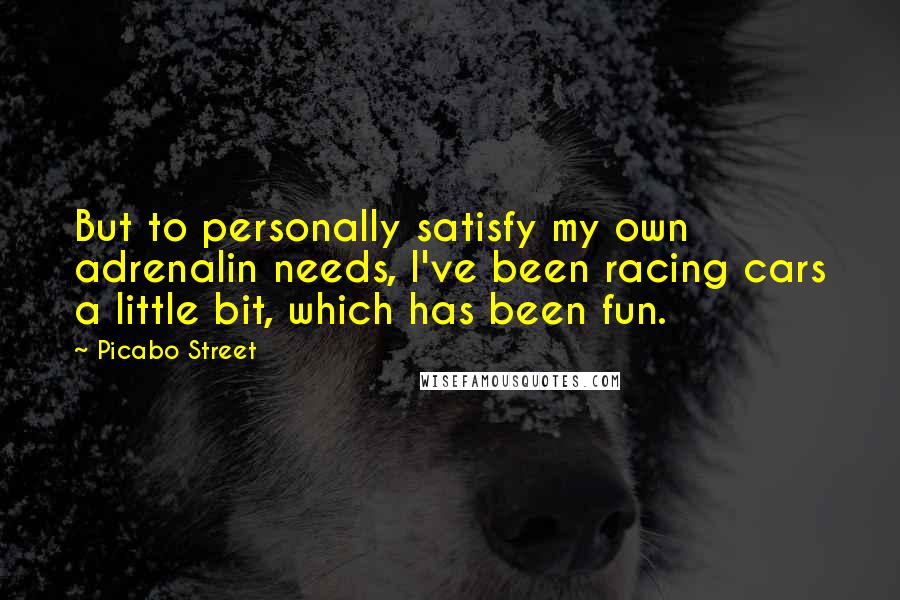 Picabo Street Quotes: But to personally satisfy my own adrenalin needs, I've been racing cars a little bit, which has been fun.