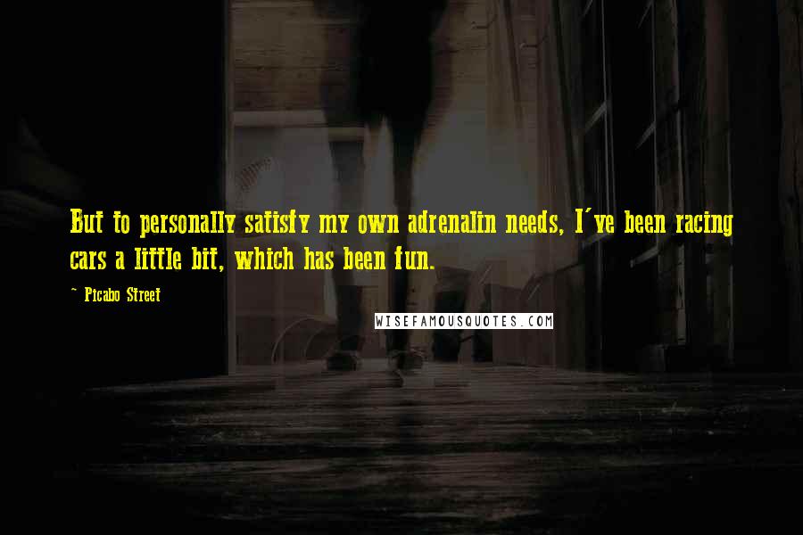Picabo Street Quotes: But to personally satisfy my own adrenalin needs, I've been racing cars a little bit, which has been fun.