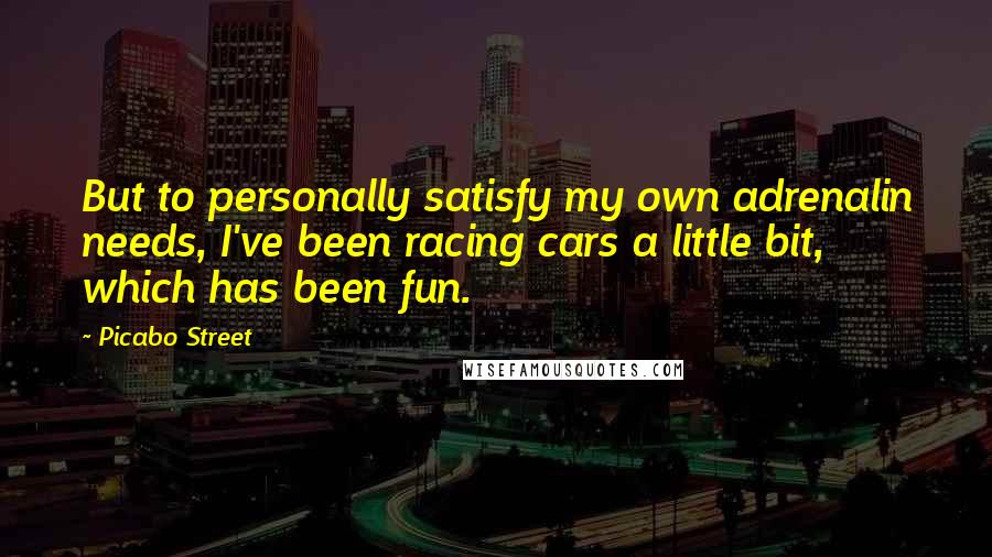 Picabo Street Quotes: But to personally satisfy my own adrenalin needs, I've been racing cars a little bit, which has been fun.
