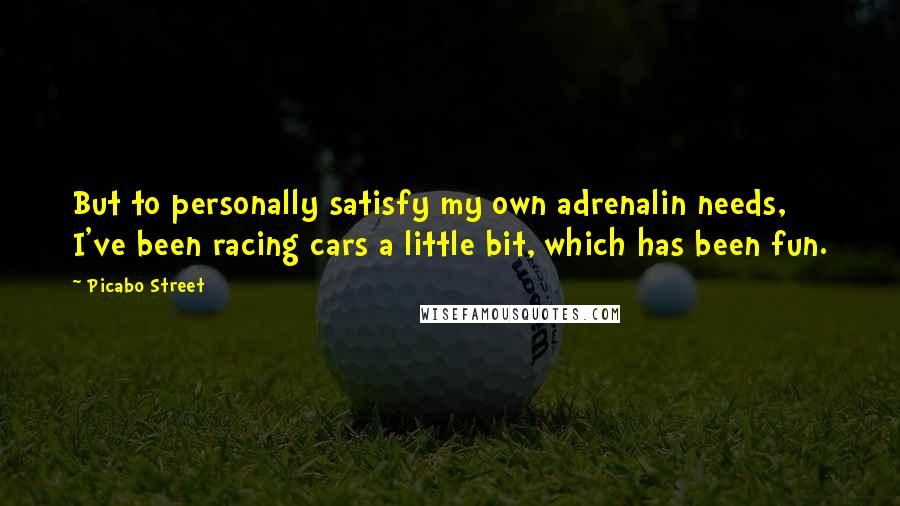 Picabo Street Quotes: But to personally satisfy my own adrenalin needs, I've been racing cars a little bit, which has been fun.