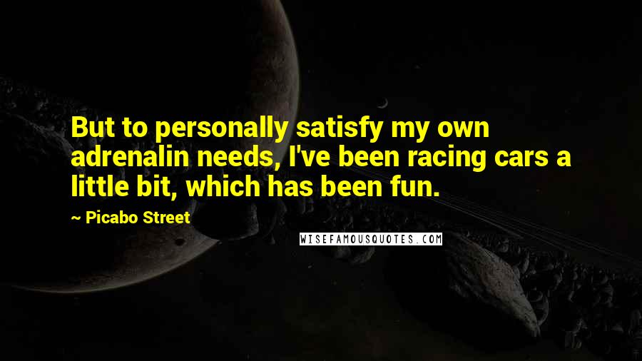 Picabo Street Quotes: But to personally satisfy my own adrenalin needs, I've been racing cars a little bit, which has been fun.
