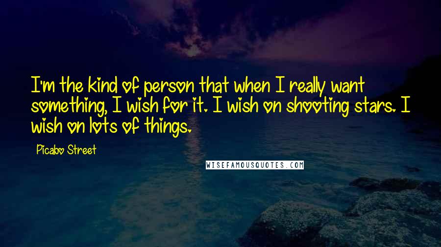 Picabo Street Quotes: I'm the kind of person that when I really want something, I wish for it. I wish on shooting stars. I wish on lots of things.