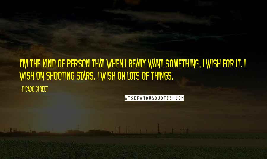 Picabo Street Quotes: I'm the kind of person that when I really want something, I wish for it. I wish on shooting stars. I wish on lots of things.