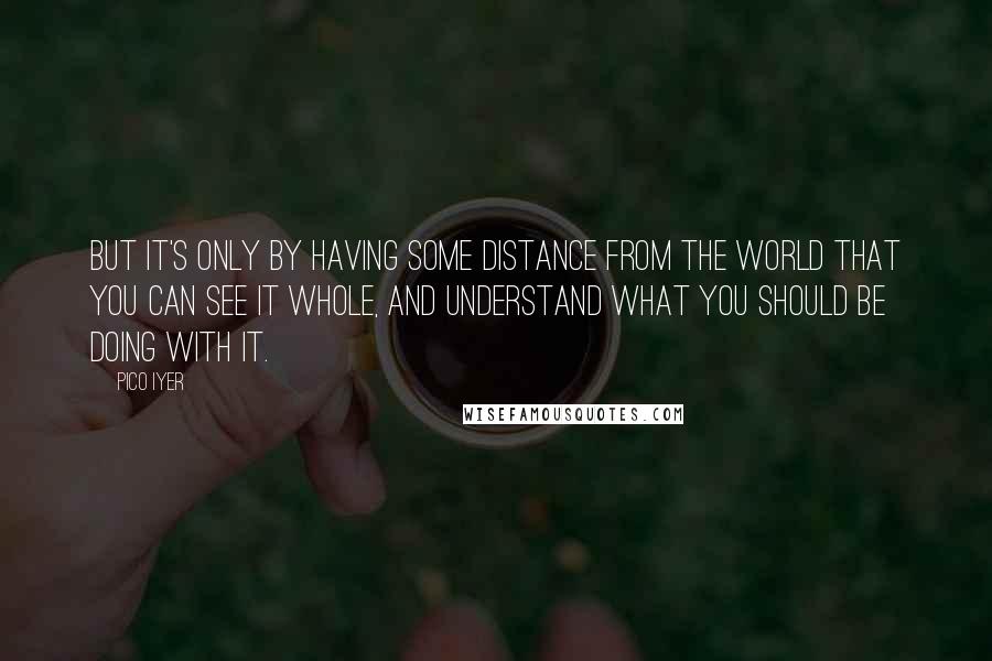 Pico Iyer Quotes: But it's only by having some distance from the world that you can see it whole, and understand what you should be doing with it.