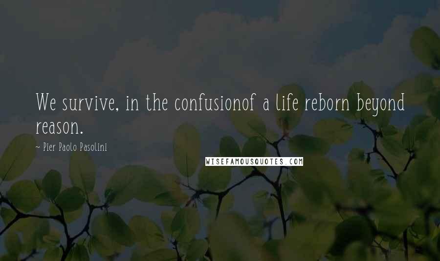 Pier Paolo Pasolini Quotes: We survive, in the confusionof a life reborn beyond reason.