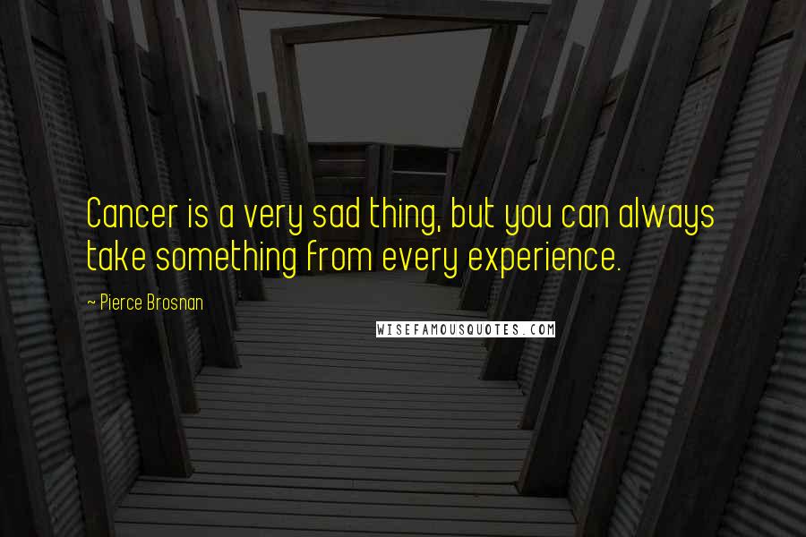 Pierce Brosnan Quotes: Cancer is a very sad thing, but you can always take something from every experience.