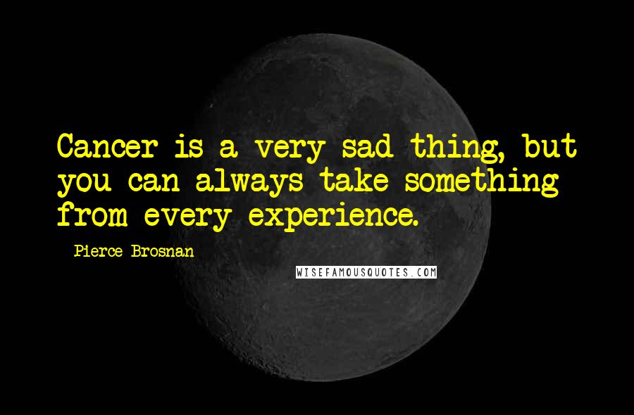 Pierce Brosnan Quotes: Cancer is a very sad thing, but you can always take something from every experience.