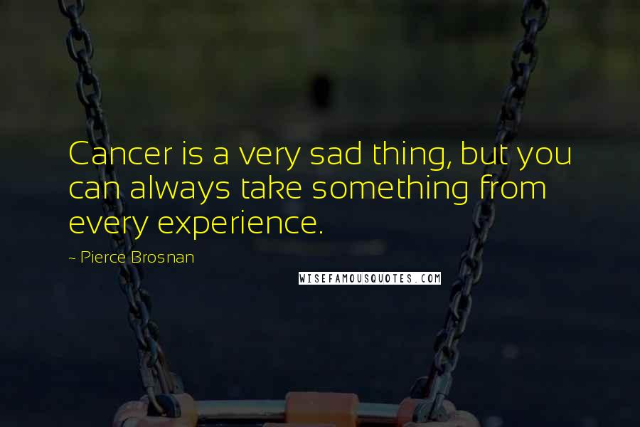 Pierce Brosnan Quotes: Cancer is a very sad thing, but you can always take something from every experience.