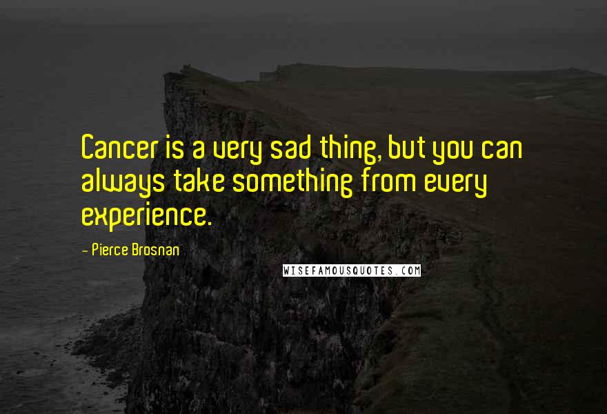 Pierce Brosnan Quotes: Cancer is a very sad thing, but you can always take something from every experience.