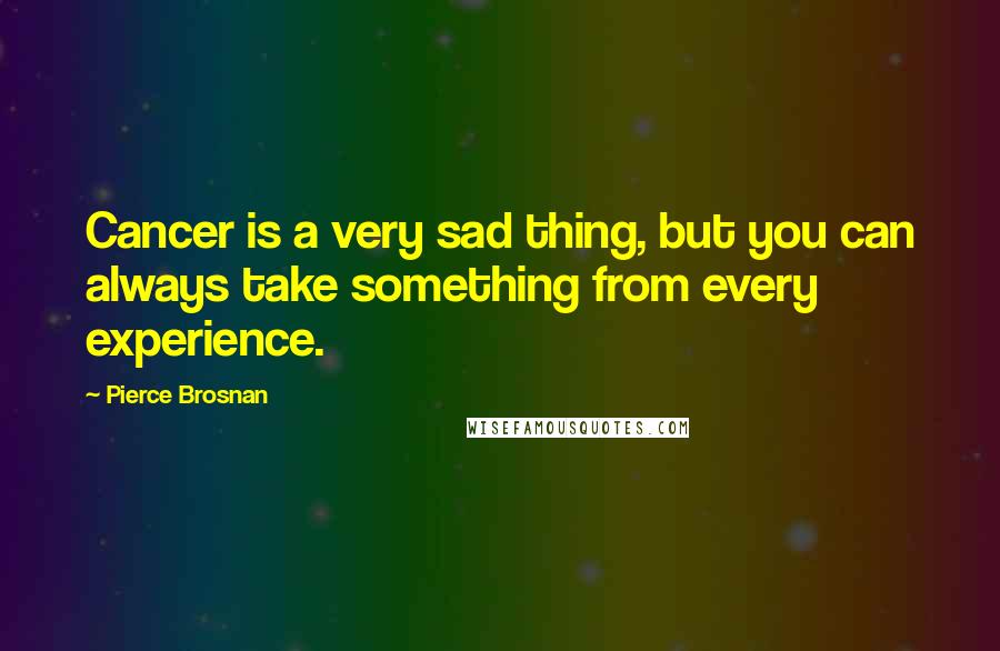 Pierce Brosnan Quotes: Cancer is a very sad thing, but you can always take something from every experience.