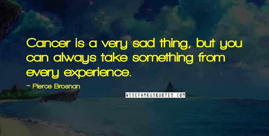 Pierce Brosnan Quotes: Cancer is a very sad thing, but you can always take something from every experience.