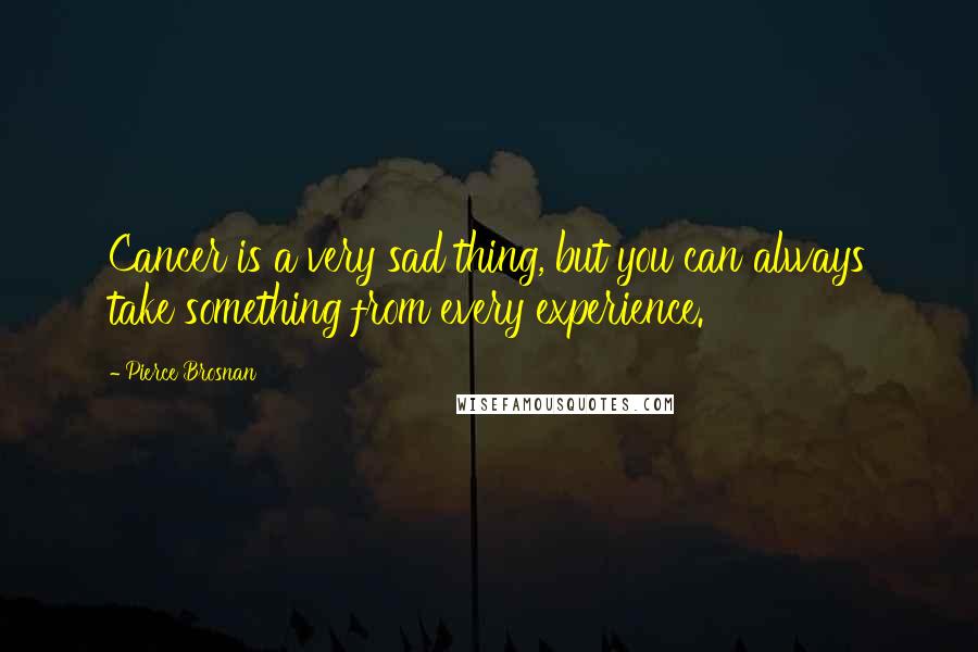 Pierce Brosnan Quotes: Cancer is a very sad thing, but you can always take something from every experience.