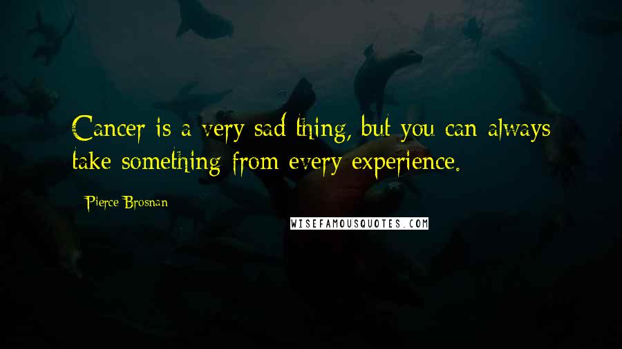 Pierce Brosnan Quotes: Cancer is a very sad thing, but you can always take something from every experience.