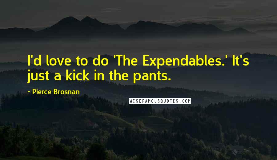 Pierce Brosnan Quotes: I'd love to do 'The Expendables.' It's just a kick in the pants.