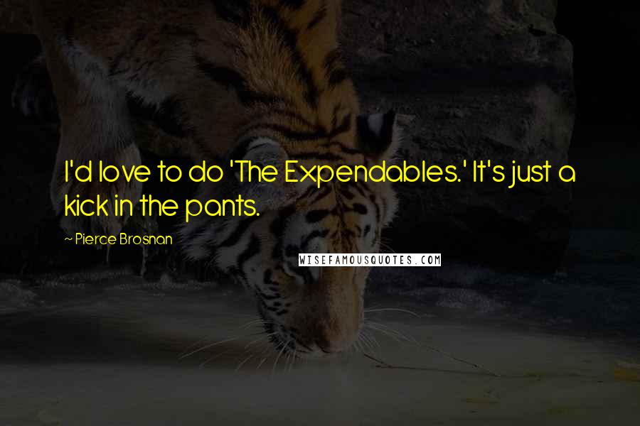 Pierce Brosnan Quotes: I'd love to do 'The Expendables.' It's just a kick in the pants.