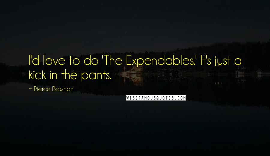 Pierce Brosnan Quotes: I'd love to do 'The Expendables.' It's just a kick in the pants.