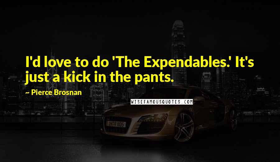 Pierce Brosnan Quotes: I'd love to do 'The Expendables.' It's just a kick in the pants.