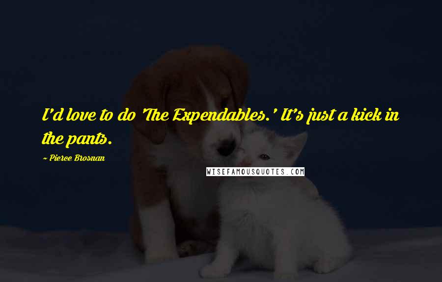 Pierce Brosnan Quotes: I'd love to do 'The Expendables.' It's just a kick in the pants.