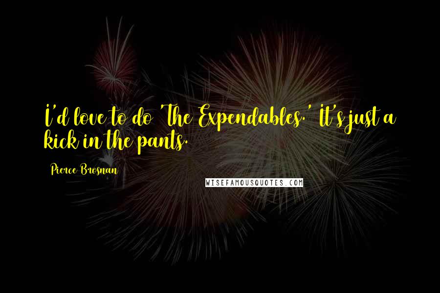 Pierce Brosnan Quotes: I'd love to do 'The Expendables.' It's just a kick in the pants.