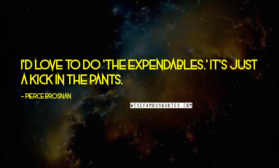 Pierce Brosnan Quotes: I'd love to do 'The Expendables.' It's just a kick in the pants.
