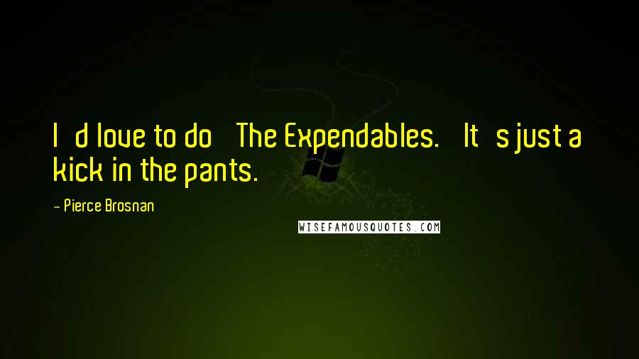 Pierce Brosnan Quotes: I'd love to do 'The Expendables.' It's just a kick in the pants.