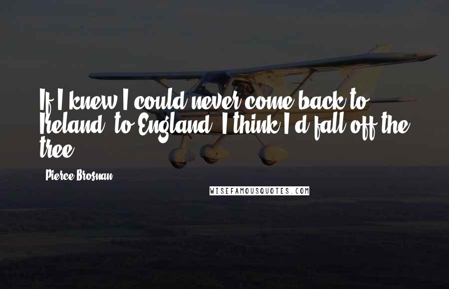 Pierce Brosnan Quotes: If I knew I could never come back to Ireland, to England, I think I'd fall off the tree.