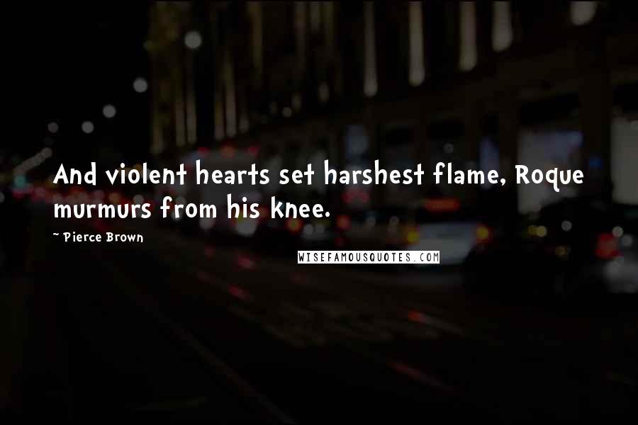Pierce Brown Quotes: And violent hearts set harshest flame, Roque murmurs from his knee.