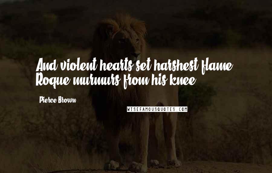 Pierce Brown Quotes: And violent hearts set harshest flame, Roque murmurs from his knee.