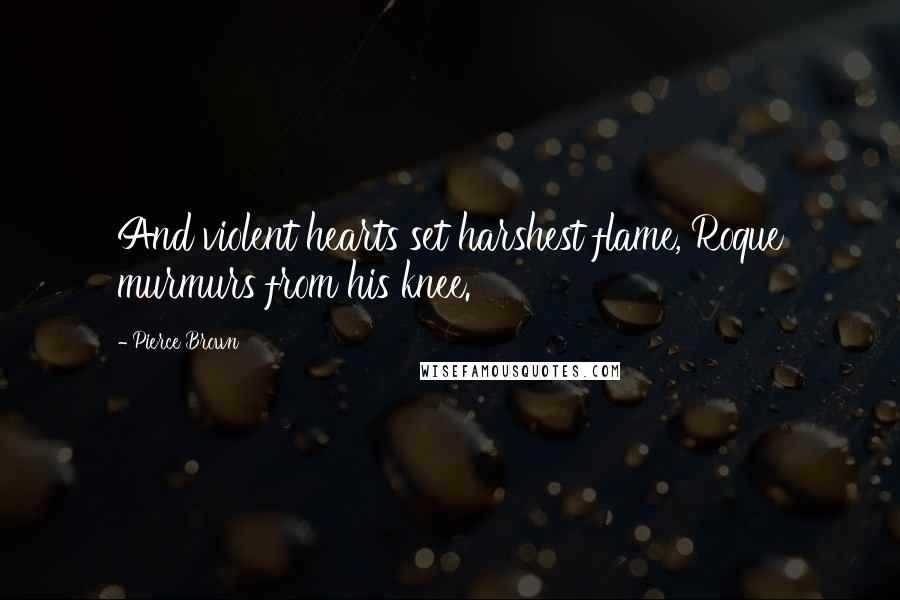 Pierce Brown Quotes: And violent hearts set harshest flame, Roque murmurs from his knee.