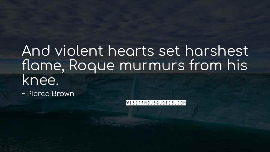 Pierce Brown Quotes: And violent hearts set harshest flame, Roque murmurs from his knee.
