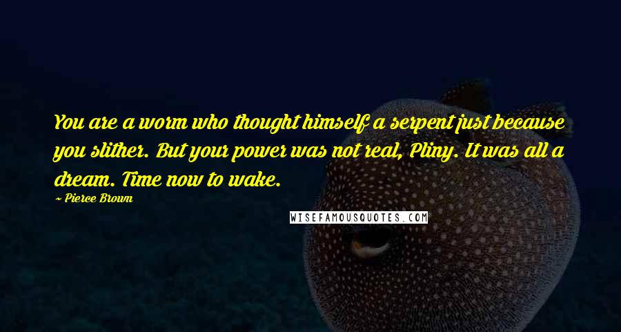 Pierce Brown Quotes: You are a worm who thought himself a serpent just because you slither. But your power was not real, Pliny. It was all a dream. Time now to wake.
