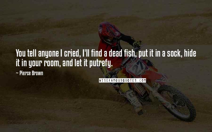 Pierce Brown Quotes: You tell anyone I cried, I'll find a dead fish, put it in a sock, hide it in your room, and let it putrefy.