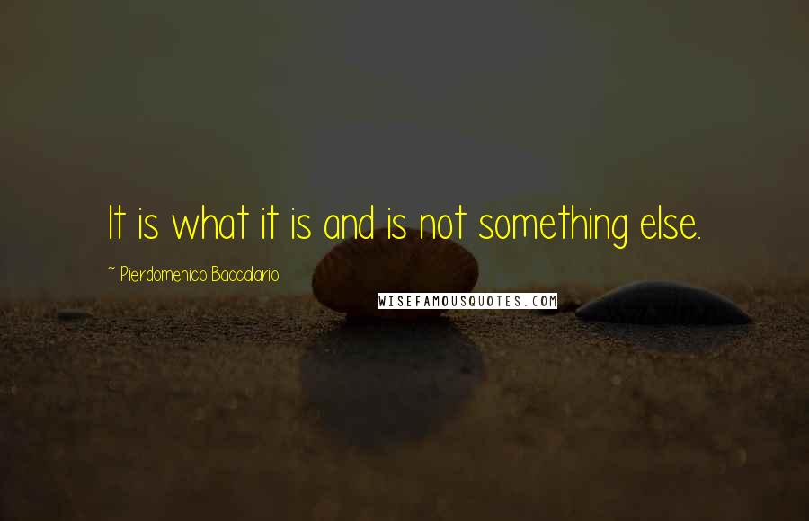 Pierdomenico Baccalario Quotes: It is what it is and is not something else.