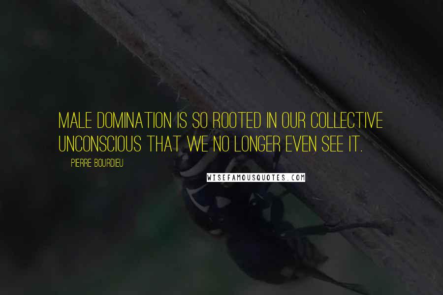 Pierre Bourdieu Quotes: Male domination is so rooted in our collective unconscious that we no longer even see it.