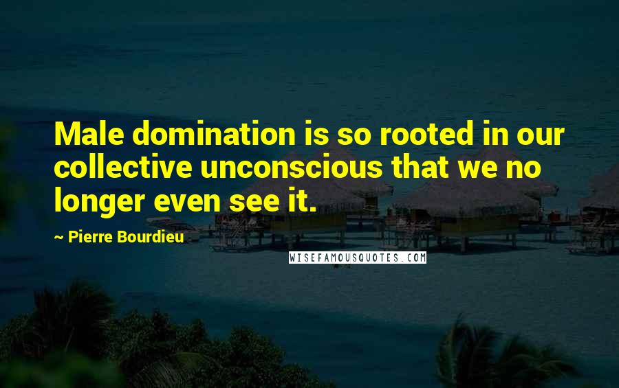 Pierre Bourdieu Quotes: Male domination is so rooted in our collective unconscious that we no longer even see it.