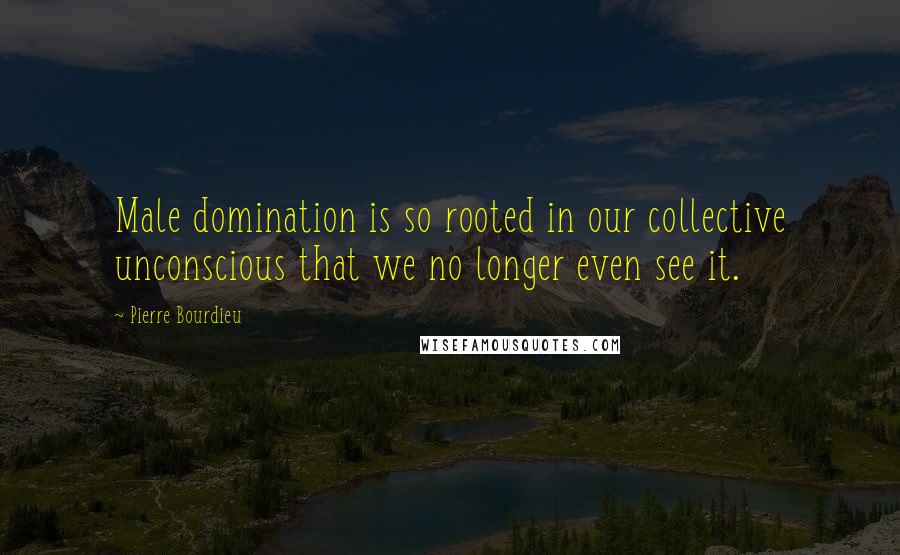 Pierre Bourdieu Quotes: Male domination is so rooted in our collective unconscious that we no longer even see it.